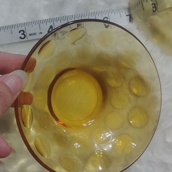 Vintage Hazel Atlas Capri Dot Amber Set of 2 "dip" Bowls - Picture 7 of 7
